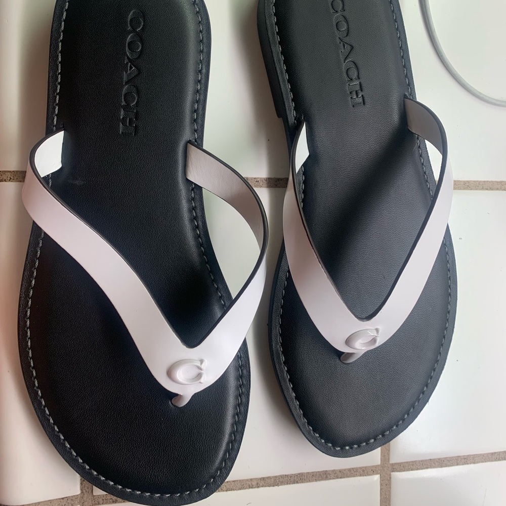 Coach Black and White Minimalist Sandals